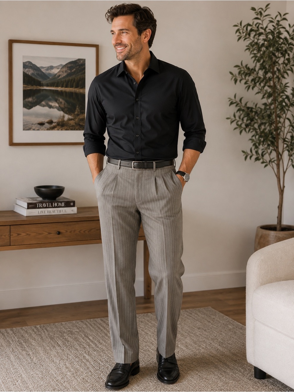 Mantoni Men's Pleated Dress Trousers